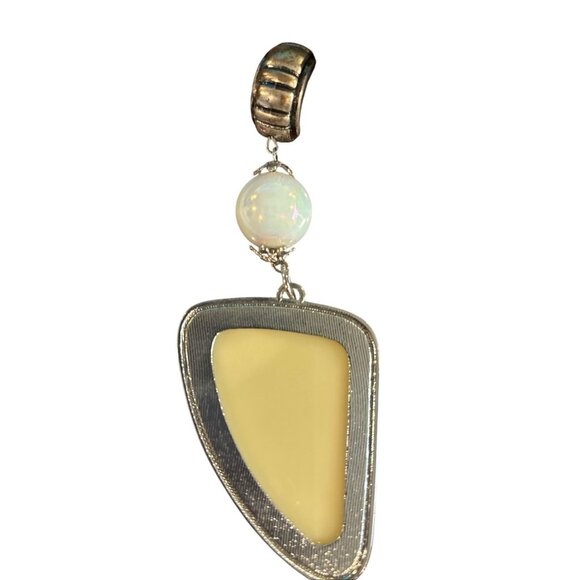 Scarf-Necklace-Women’s-Fashion-Jewelry-Statement-Pearl/Orange Pendant-Boho-Style - Picture 4 of 4